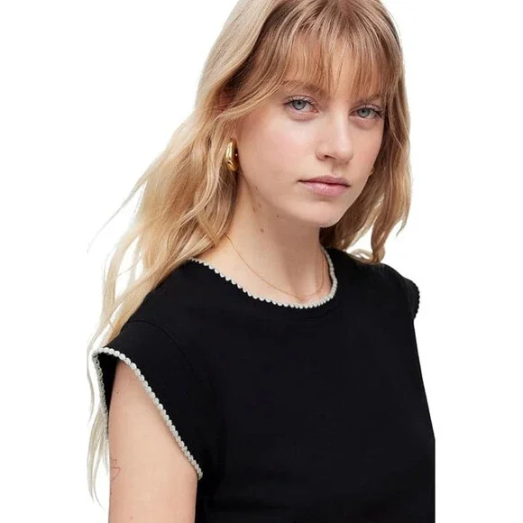 Madewell Sutro Muscle T-Shirts Women's XL Jet Black Cotton Cap Sleeve TLW601 - Picture 4 of 8